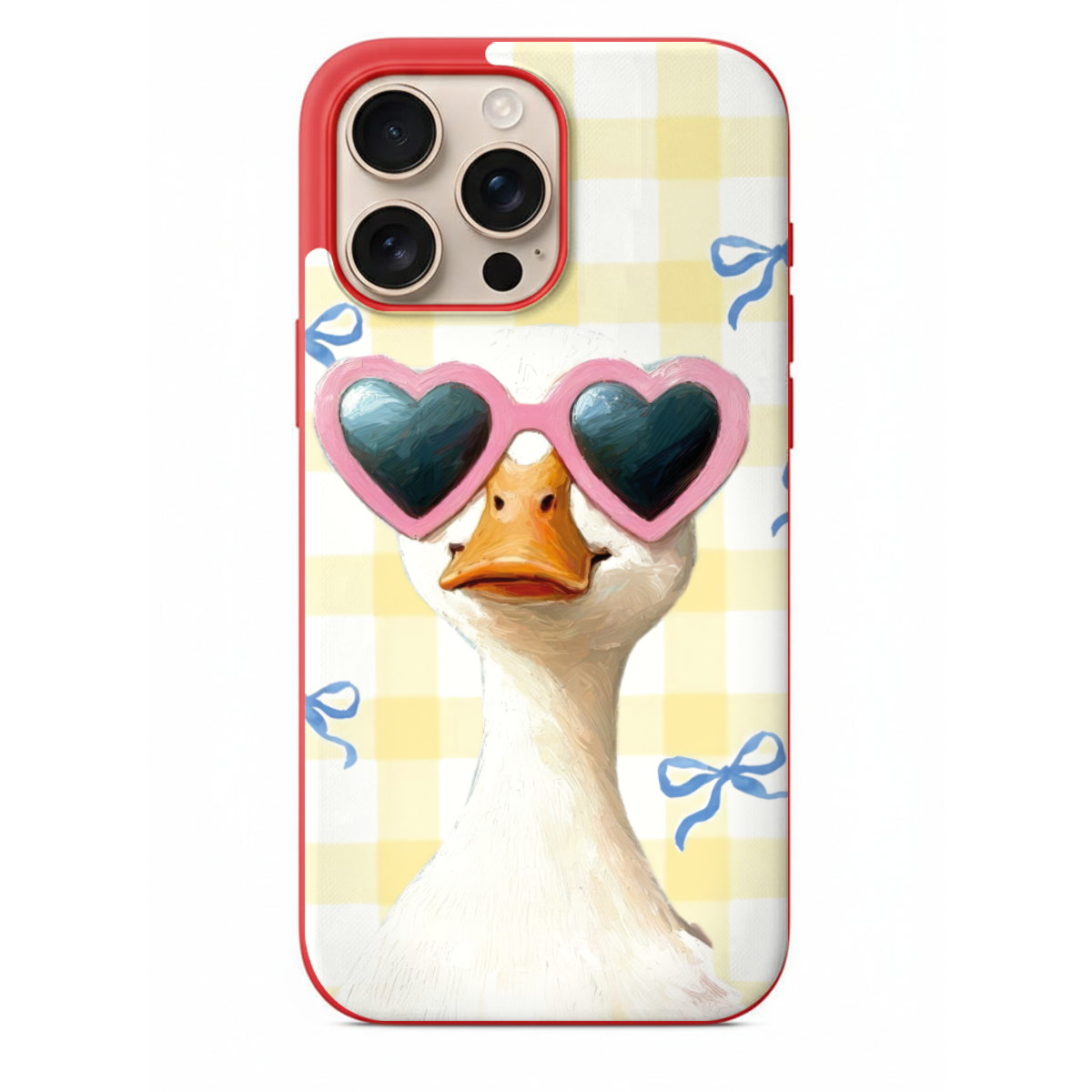 Pembe Gözlüklü Ördek Desenli Telefon Kılıfı (SV42)