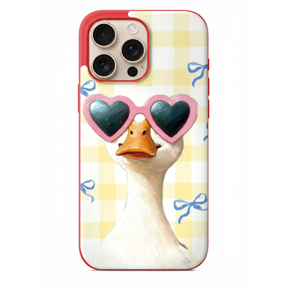 Pembe Gözlüklü Ördek Desenli Telefon Kılıfı (SV42)