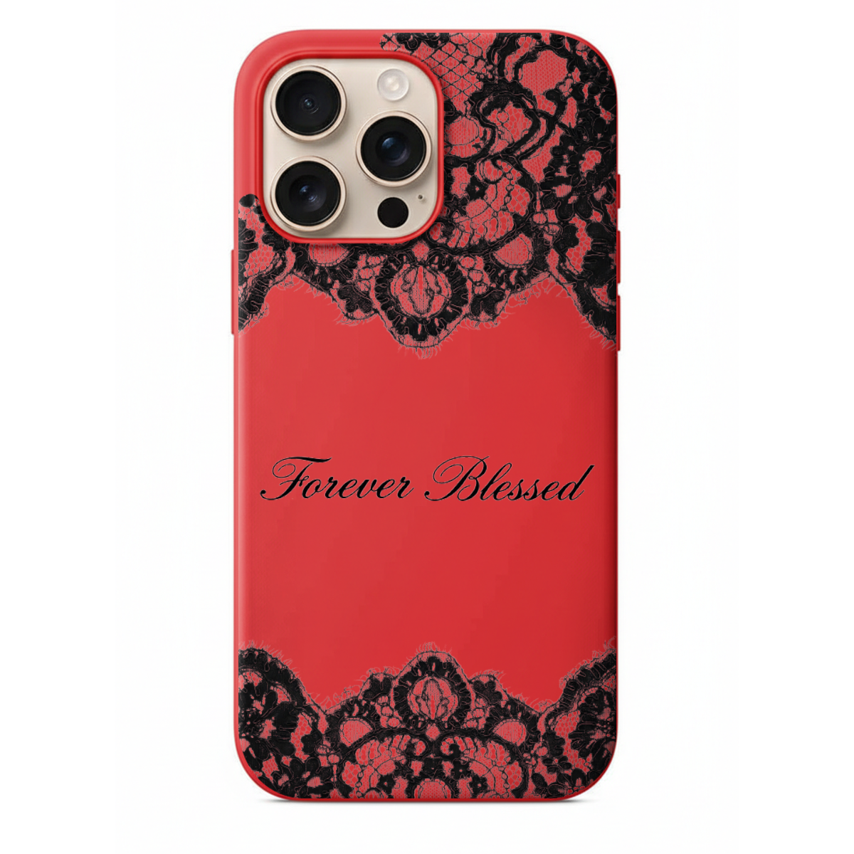 Forever Blessed Siyah Dantel Detaylı Telefon Kılıfı (WV124)