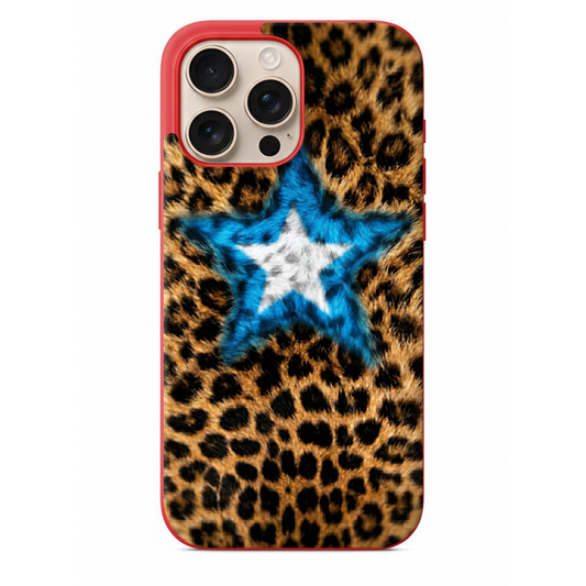 Yıldız Figürlü Leopar Desenli Telefon Kılıfı (WV84)