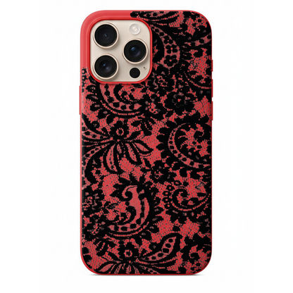 Siyah Dantel Desenli Telefon Kılıfı (WV91)