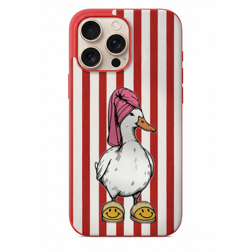 Pembe Havlulu Ve Ördek Kırmızı Çizgili Telefon Kılıfı (HC50)