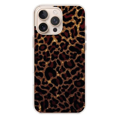 Altın Işıltılı Leopar Desenli Telefon Kılıfı - Luxury Gold Glitter (WV28)