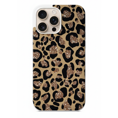 Rose Gold Işıltılı Leopar Desenli Telefon Kılıfı (WV29)
