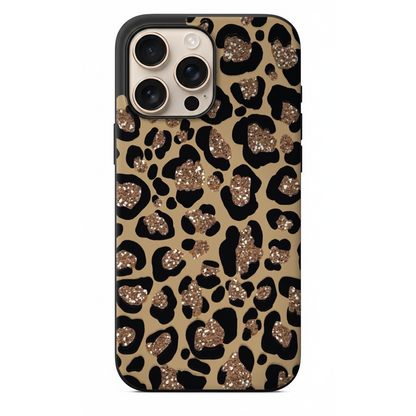 Rose Gold Işıltılı Leopar Desenli Telefon Kılıfı (WV29)