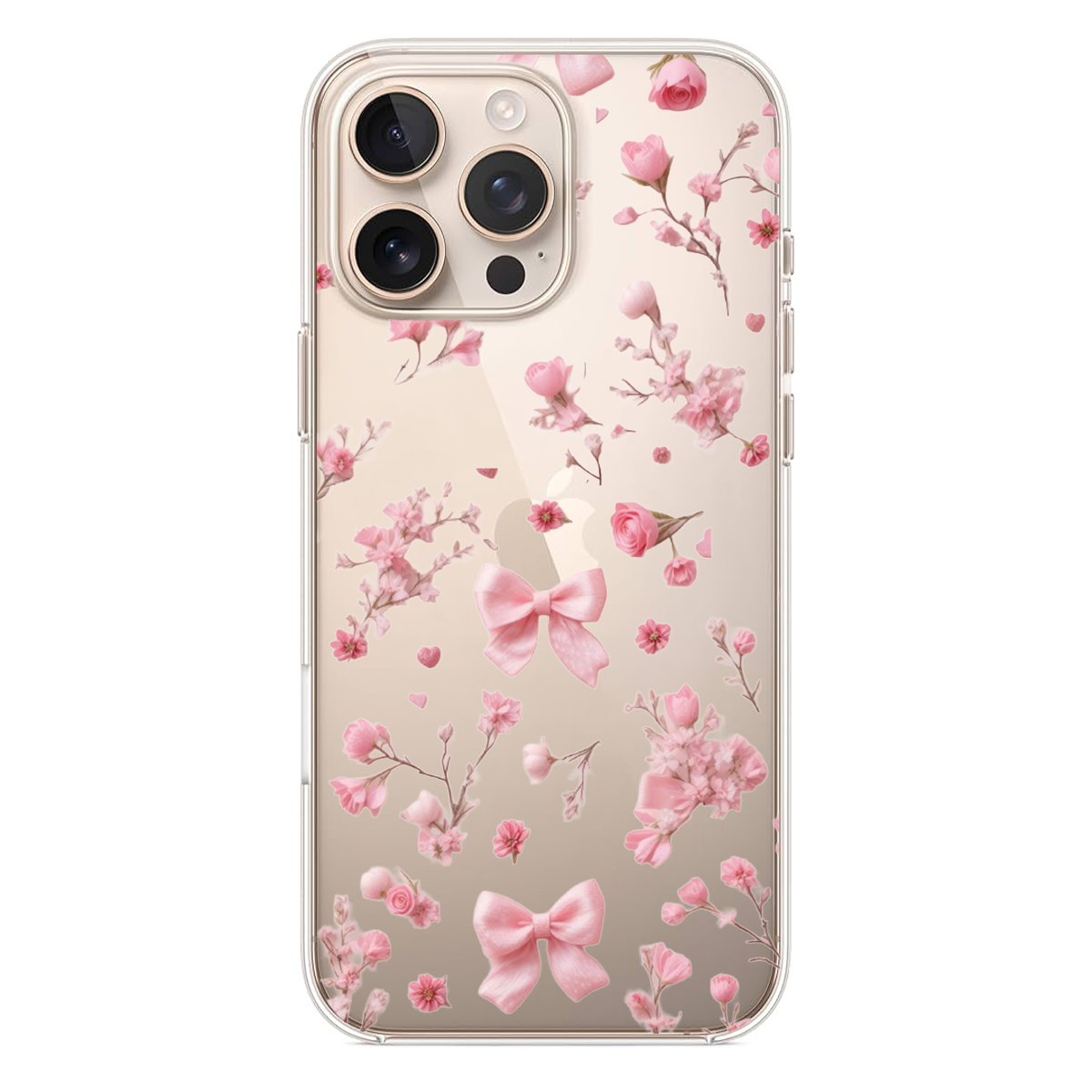Pembe Kurdele ve Çiçek Tasarımlı Coquette Telefon Kılıfı  Estetik Seri (WV34)