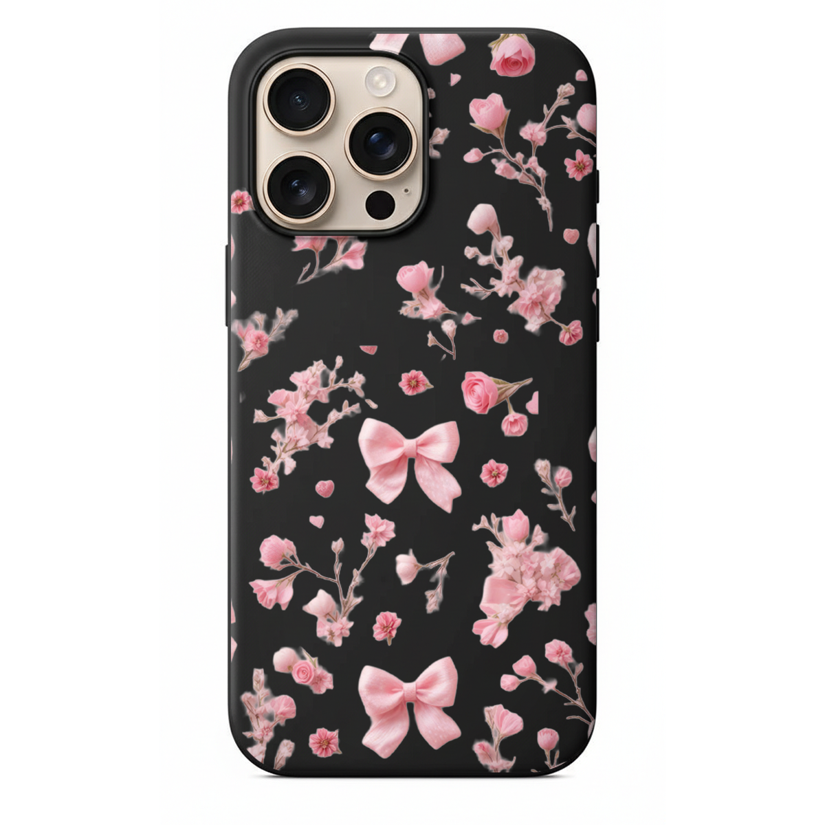 Pembe Kurdele ve Çiçek Tasarımlı Coquette Telefon Kılıfı  Estetik Seri (WV34)