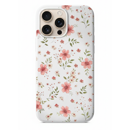 Mercan Çiçek Desenli Premium Telefon Kılıfı  Bahar Esintisi Özel Tasarım (WV35)