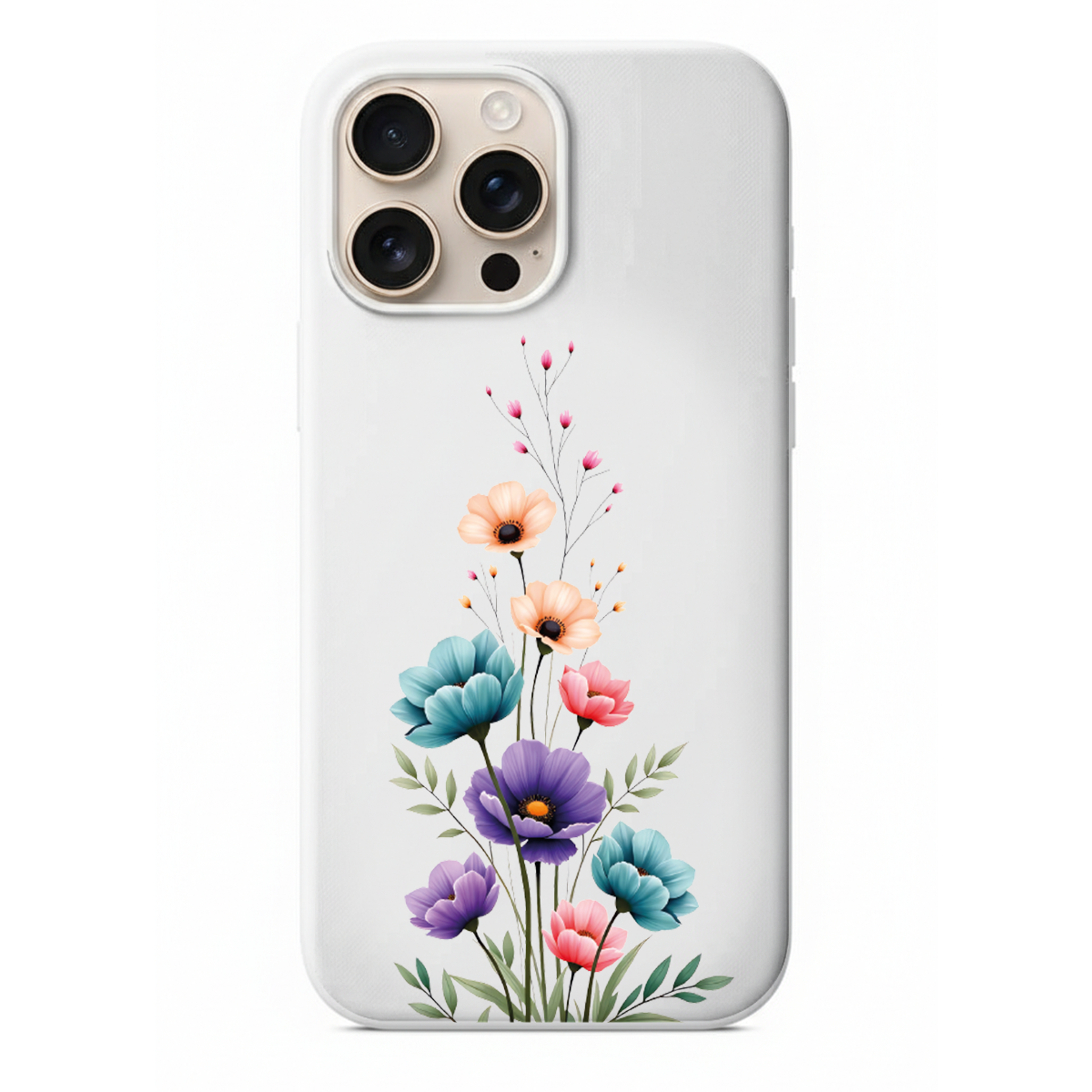 Modern Floral İllüstrasyon Telefon Kılıfı  Canlı Renkler & Estetik Tasarım (WV37)