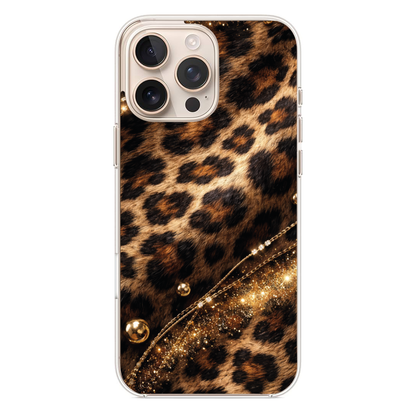 Altın Zincir Detaylı İhtişamlı Leopar Telefon Kılıfı (WV44)