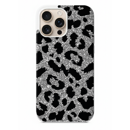 Gümüş Işıltılı Leopar Desenli Telefon Kılıfı (WV45)