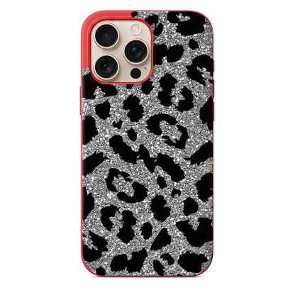Gümüş Işıltılı Leopar Desenli Telefon Kılıfı (WV45)