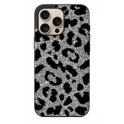 Gümüş Işıltılı Leopar Desenli Telefon Kılıfı (WV45)