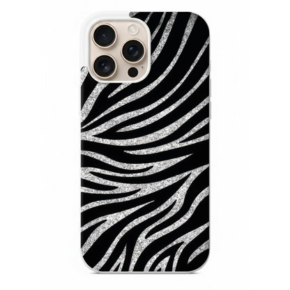 Gümüş Işıltılı Zebra Desenli Telefon Kılıfı (WV46)
