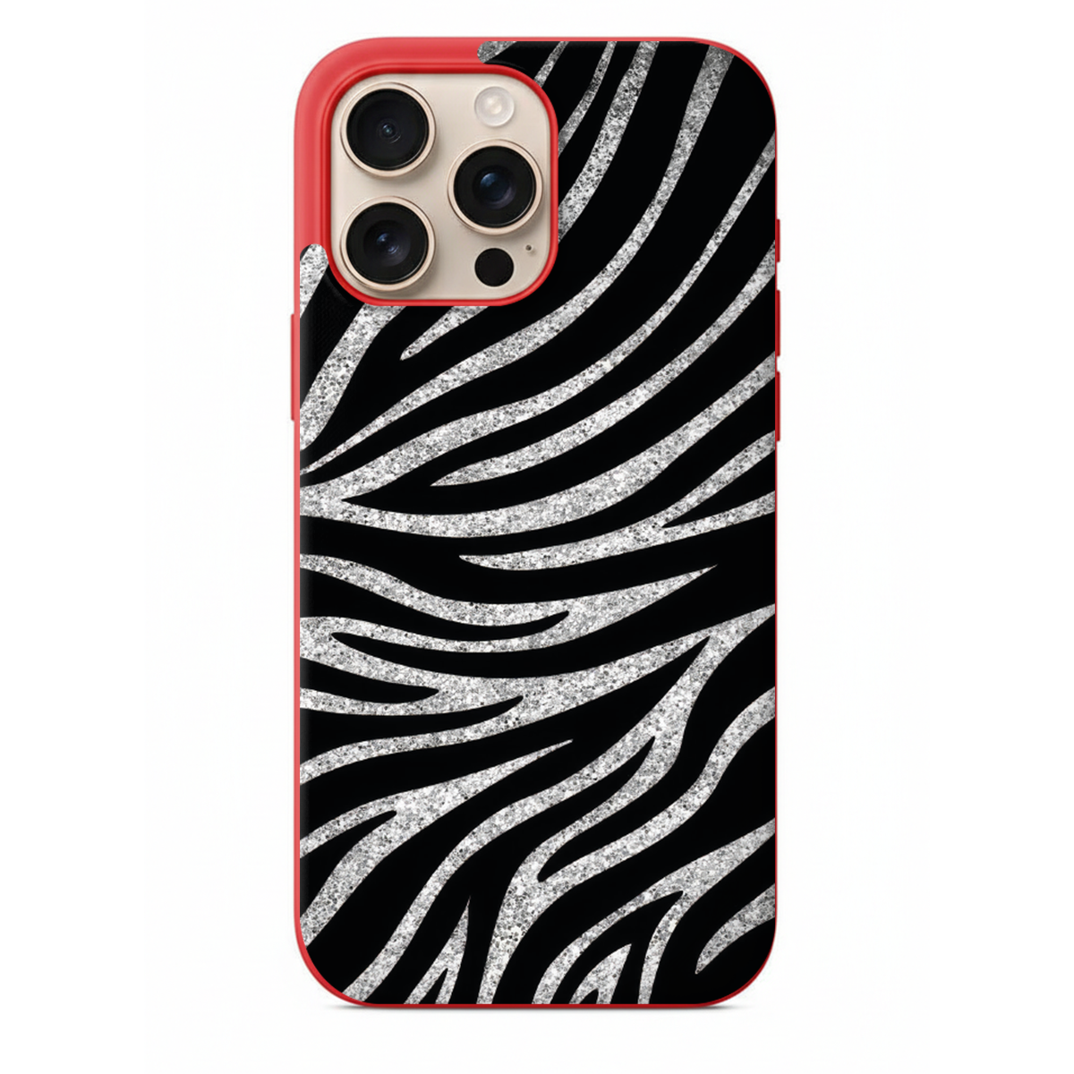 Gümüş Işıltılı Zebra Desenli Telefon Kılıfı (WV46)