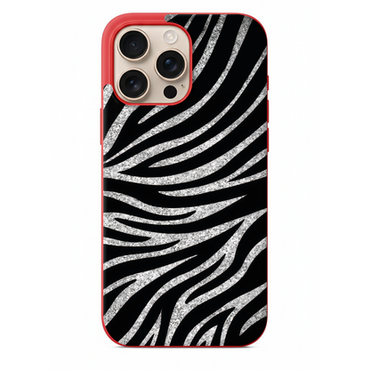 Gümüş Işıltılı Zebra Desenli Telefon Kılıfı (WV46)