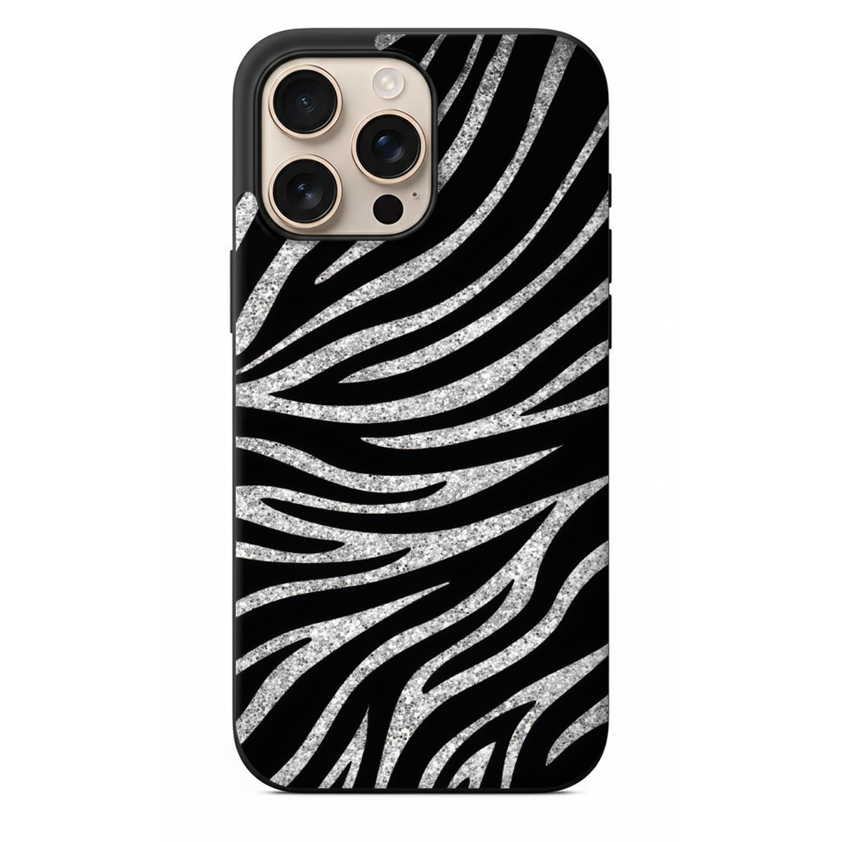 Gümüş Işıltılı Zebra Desenli Telefon Kılıfı (WV46)