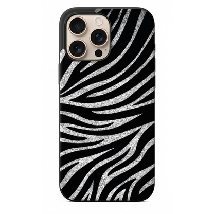 Gümüş Işıltılı Zebra Desenli Telefon Kılıfı (WV46)