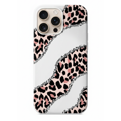 Gümüş Işıltılı Leopar Desenli Telefon Kılıfı (WV27)