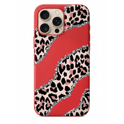 Gümüş Işıltılı Leopar Desenli Telefon Kılıfı (WV27)