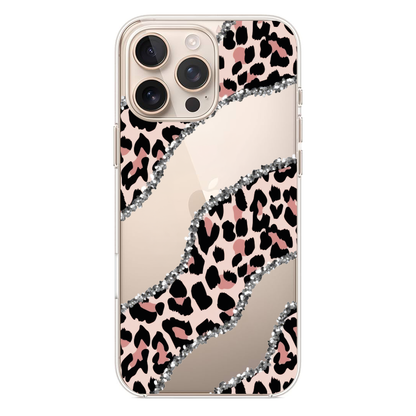 Gümüş Işıltılı Leopar Desenli Telefon Kılıfı (WV27)
