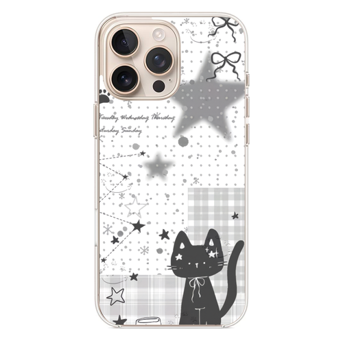 Siyah Kedi Ve Yıldız Desenli Telefon Kılıfı (SV79)