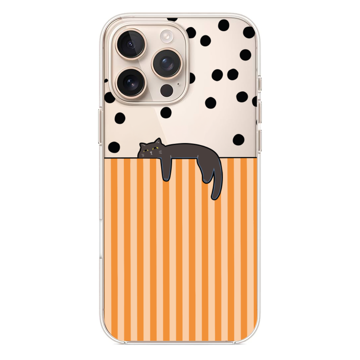 Çizgili ve Puantiyeli Kedi Tasarım Telefon Kılıfı (WV92)