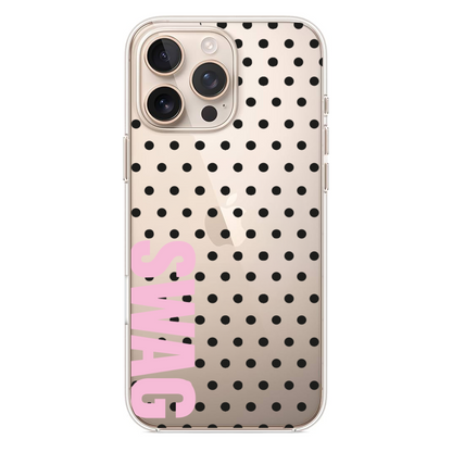 Puantiyeli Pembe Yazılı Telefon Kılıfı (WV83)