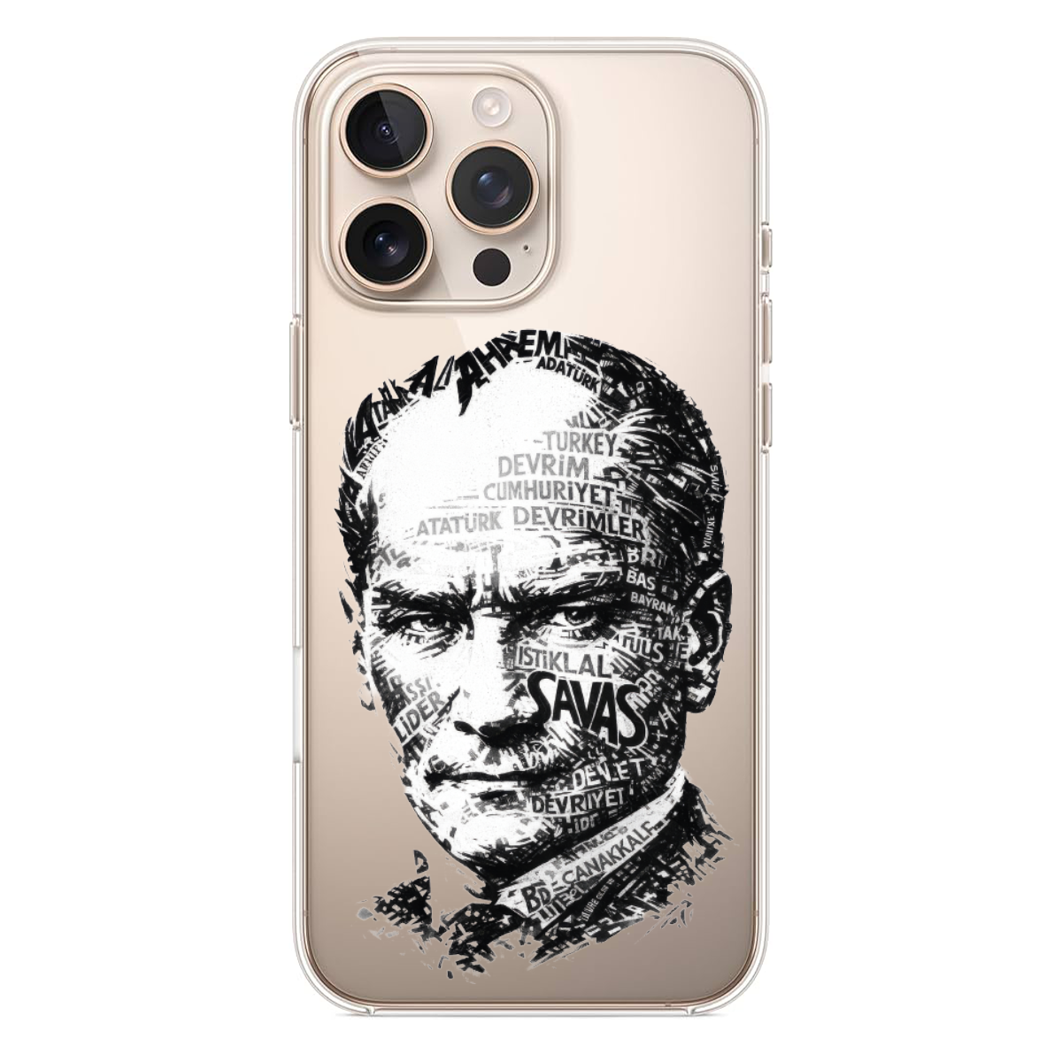Atatürk Portreli Tipografi Tasarım Telefon Kılıfı (LC14)