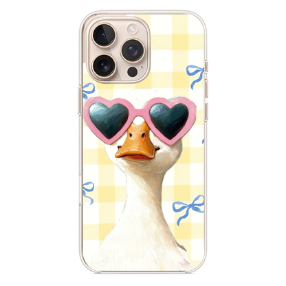Pembe Gözlüklü Ördek Desenli Telefon Kılıfı (SV42)