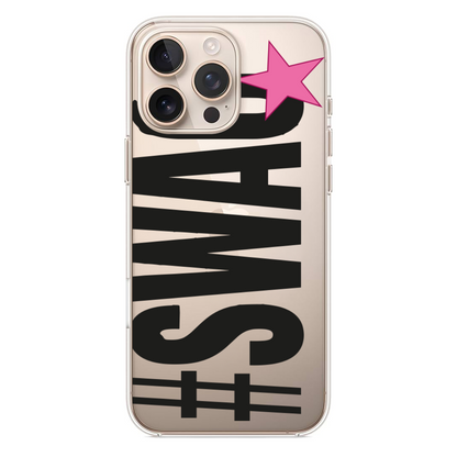 Siyah Swag Yazılı ve Pembe Yıldızlı Telefon Kılıfı (WV86)