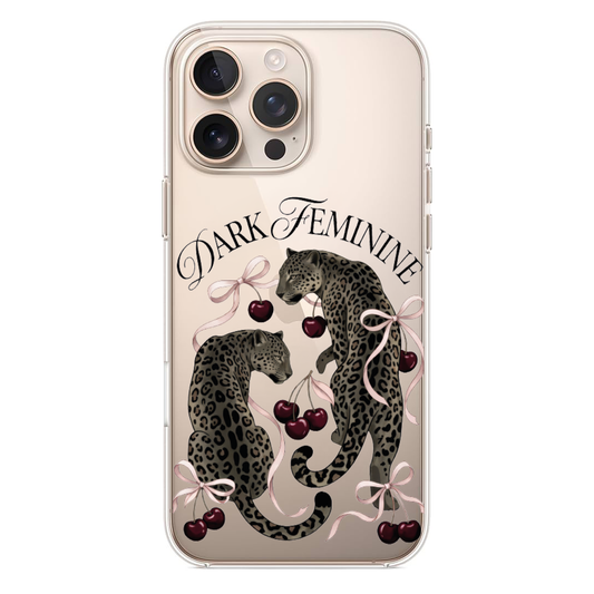 Dark Feminine Leopar Ve Kiraz Desenli Kılıf (WV168)