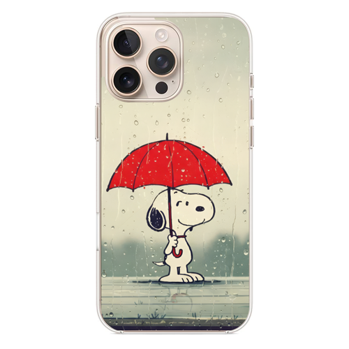 Minimalist Yağmur Damlalı Ve Şemsiyeli Snoopy Telefon Kılıfı (HC48)