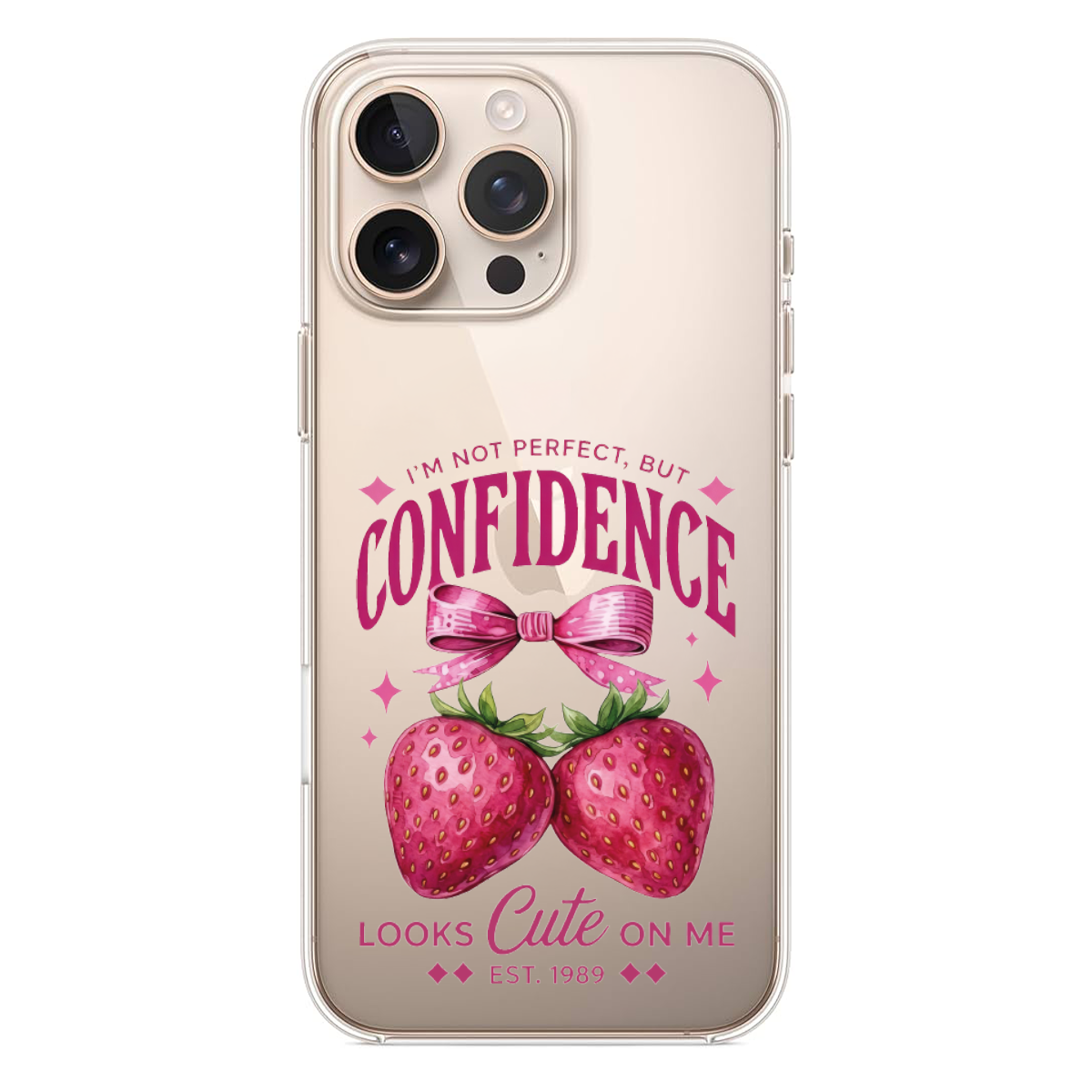 Pembe Kurdeleli Çilek Desenli Telefon Kılıfı (SV38)