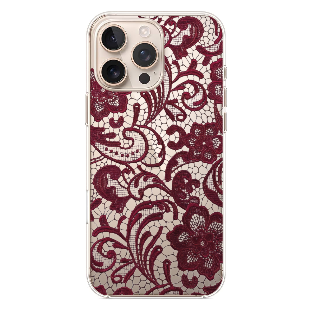 Bordo Dantel Desenli Telefon Kılıfı (WV164)