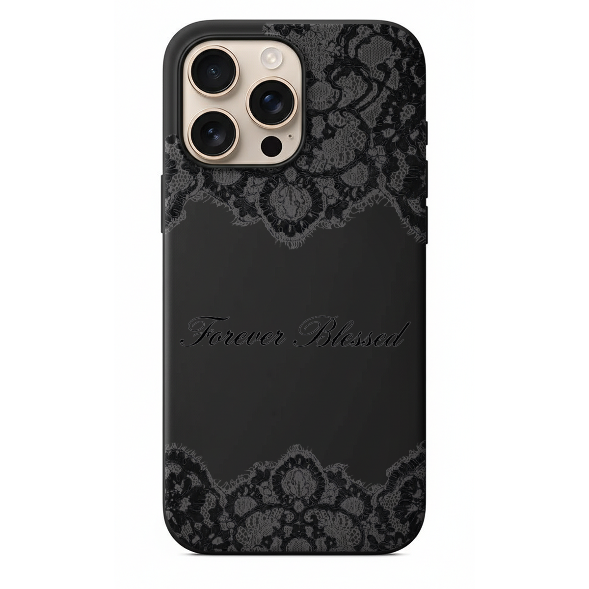 Forever Blessed Siyah Dantel Detaylı Telefon Kılıfı (WV124)