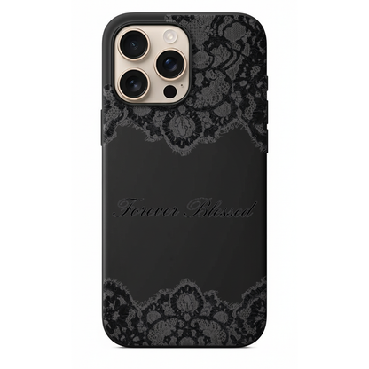Forever Blessed Siyah Dantel Detaylı Telefon Kılıfı (WV124)