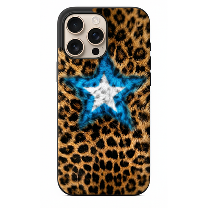 Yıldız Figürlü Leopar Desenli Telefon Kılıfı (WV84)