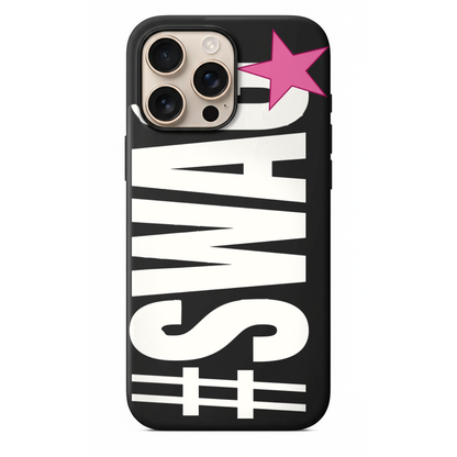 Siyah Swag Yazılı ve Pembe Yıldızlı Telefon Kılıfı (WV86)