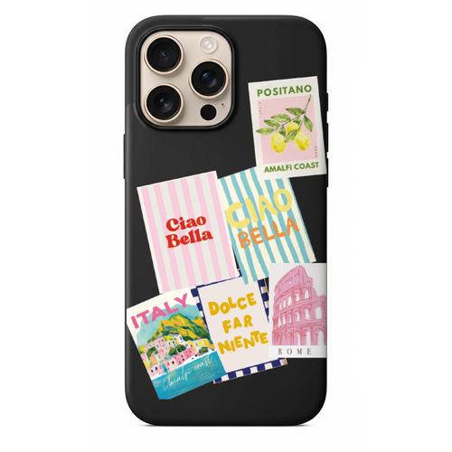 İtalya Temalı Ciao Bella Ve Positano Post Kart Telefon Kılıfı (WV147)