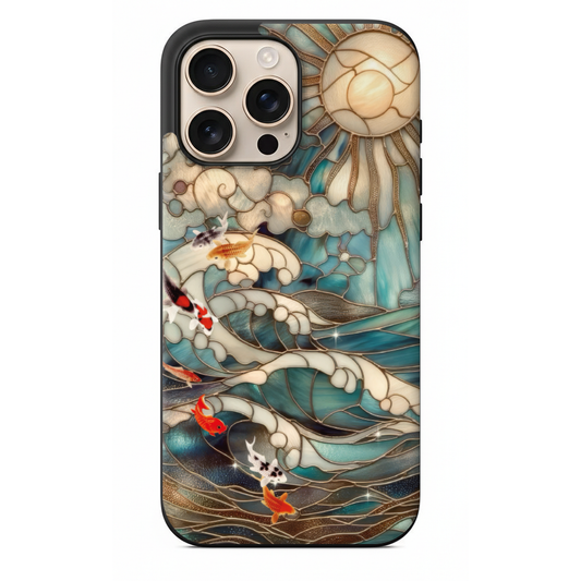 Koi Balığı ve Dalga Tasarım Telefon Kılıfı (WV117)