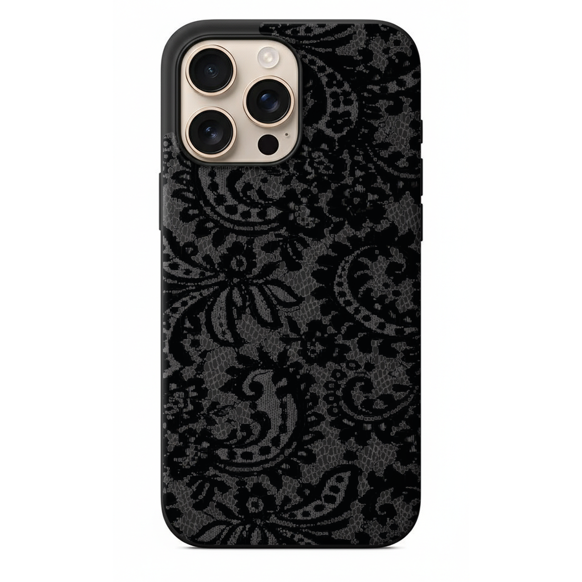 Siyah Dantel Desenli Telefon Kılıfı (WV91)