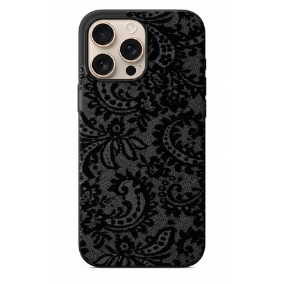 Siyah Dantel Desenli Telefon Kılıfı (WV91)