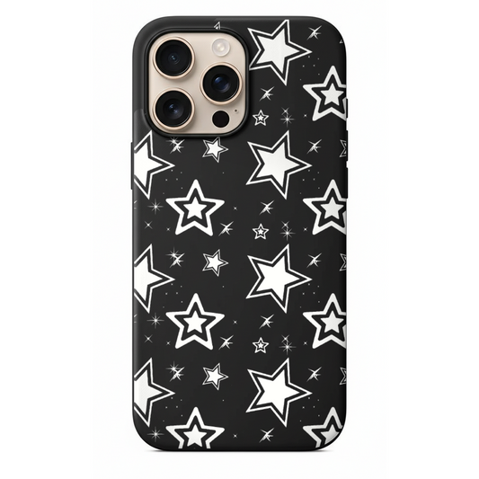 Siyah Beyaz Yıldız Motifli Telefon Kılıfı (WV123)