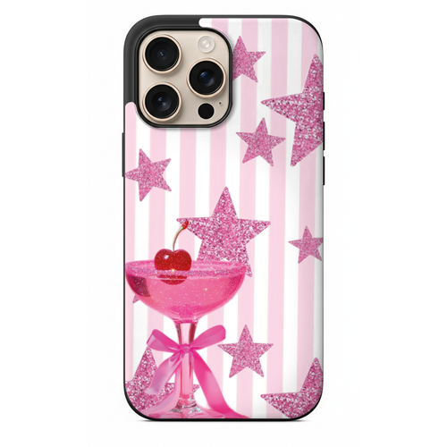 Pembe Yıldızlı Ve Kirazlı Kokteyl Telefon Kılıfı (SV68)