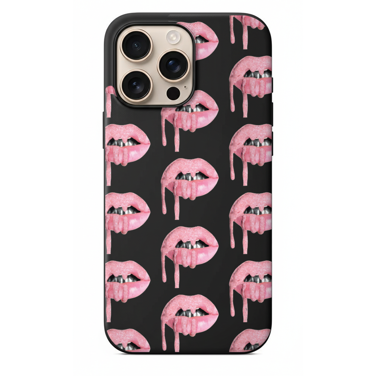 Pembe Simli Dudak Desenli Telefon Kılıfı (SV85)