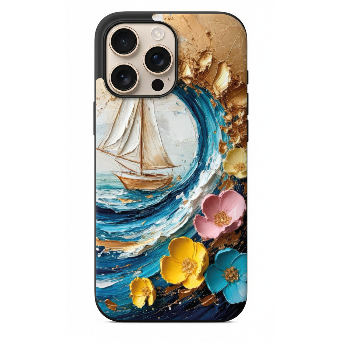 Yelkenli ve Deniz Temalı Yağlı Boya Dokulu Telefon Kılıfı (WV110)