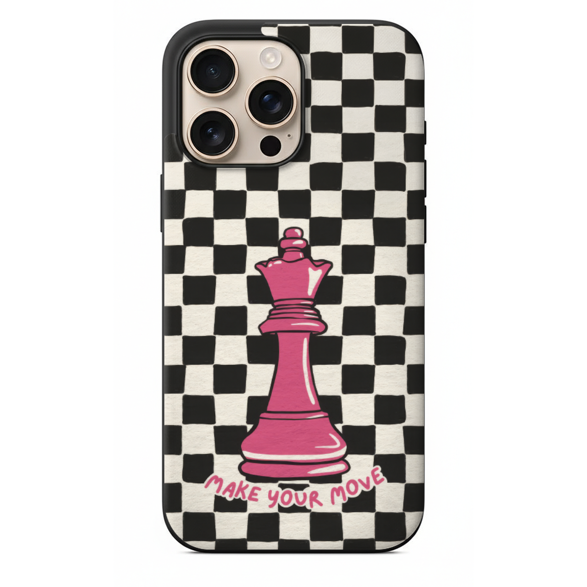 Pembe Satranç Şahı Dama Desenli Kılıf (SV75)
