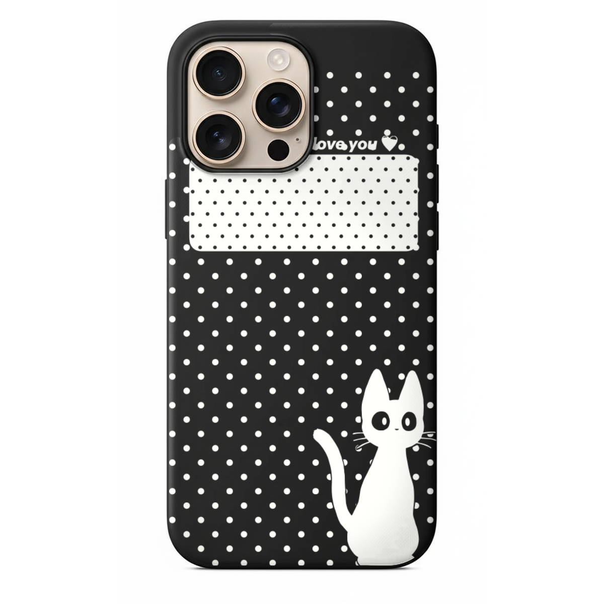 Kara Kedi ve Puantiye Tasarım Telefon Kılıfı (WV96)