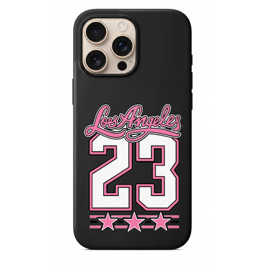 Pembe Los Angeles 23 ve Yıldız Detaylı  Telefon Kılıfı (WV122)
